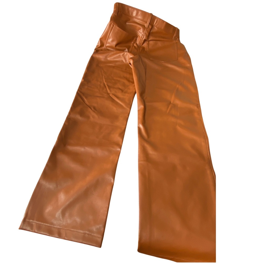 Abercrombie & Fitch '90s Straight Ultra High Rise Faux Leather Pants Brown 31/12